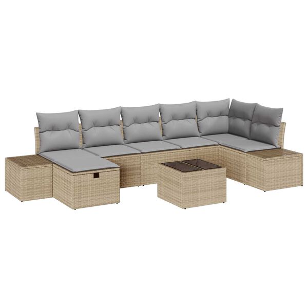 vidaXL Sofa Set mit Kissen 7 pcs Poly-Rattan