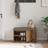 vidaXL Flurbank mit Kissen mit Regal mit T&uuml;r Altholz 80 x 38 x 46 cm