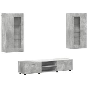 vidaXL TV-Schrankset mit Regal FLORIN 3 pcs Beton Grau Holzwerkstoff