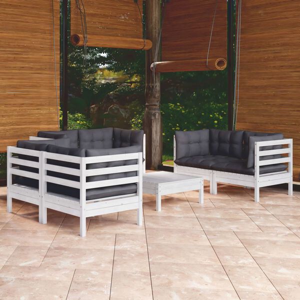 vidaXL 7-tlg. Garten-Lounge-Set mit Kissen Kiefer Massivholz