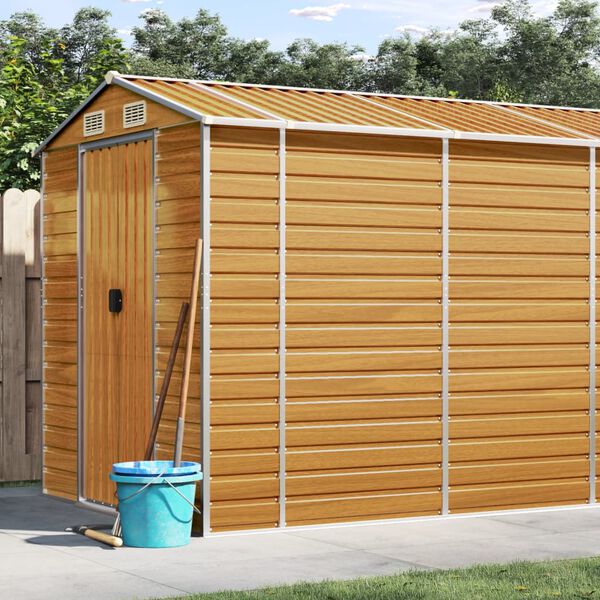 vidaXL Ger&auml;tehaus Hellbraun 191x810x198 cm Verzinkter Stahl