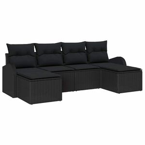 vidaXL Sofa Set 6 stk. Schwarz Poly-Rattan