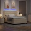 vidaXL LED Boxspringbett mit Matratze Creme 160 x 200 cm Stoff