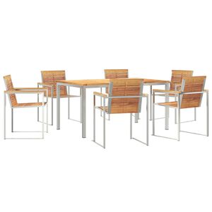 vidaXL Garten Essgruppe 7 pcs Braun Massivholz Teak