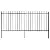 vidaXL Gartenzaun mit Speerspitze Stahl 359 x 150 cm Schwarz