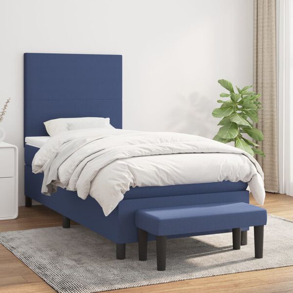 vidaXL Boxspringbett mit Matratze Blau 80x200 cm Stoff