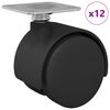 vidaXL Drehrolle 12 Stk. Schwarz 39,5 x 39,5 x 37,8 mm Eisen und PP