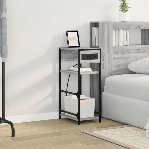 vidaXL Nachttisch Graues Sonoma 40 x 27 x 76 cm Holzwerkstoff