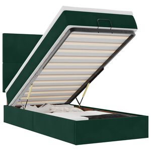 vidaXL Ottoman-Bett mit Matratzen Dunkelgr&uuml;n 90x200 cm Samt