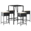 vidaXL 5-tlg. Gartenbar-Set mit Kissen Schwarz Poly Rattan