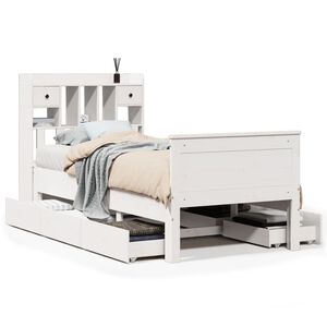 vidaXL Massivholzbett mit Regal ohne Matratze Wei&szlig; 75x190 cm Kiefer