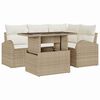 vidaXL Garten-Sofa-Set mit Kissen 5 pcs Beige Poly-Rattan