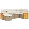 vidaXL 6-tlg. Garten-Sofagarnitur mit Kissen Beige Poly Rattan