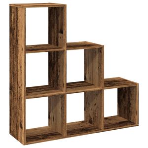 vidaXL Raumteiler-B&uuml;cherregal 3 Etagen Altholz-Optik 99x29x99 cm