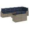 vidaXL Gartensofa-set mit Kissen 9 pcs Grau und Marineblau Poly-Rattan