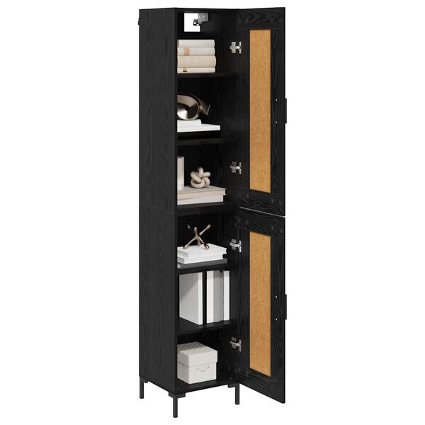 vidaXL Highboard Schwarz Eichen-Optik 34,5 x 34 x 180 cm Holzwerkstoff