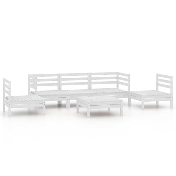 vidaXL 6-tlg. Garten-Lounge-Set Wei&szlig; Kiefer Massivholz