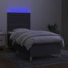 vidaXL Boxspringbett mit Matratze & LED Dunkelgrau 100x200 cm Stoff