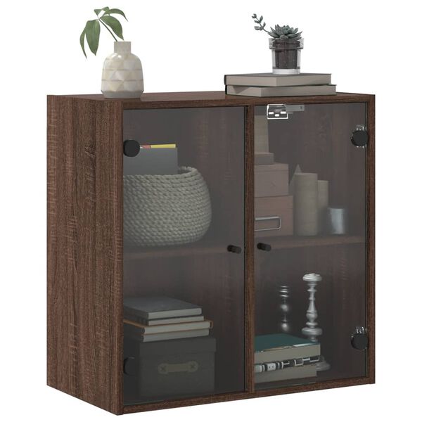 vidaXL Wandschrank mit Glast&uuml;ren Braun Eichen-Optik 68x37x68,5 cm