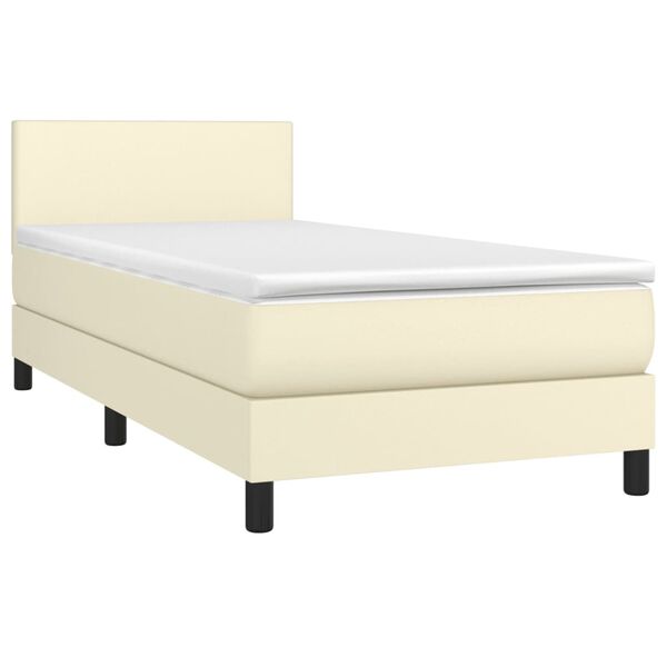 vidaXL Boxspringbett mit Matratze Creme 100x200 cm Kunstleder