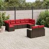 vidaXL 9-tlg. Garten-Sofagarnitur mit Kissen Braun Poly Rattan