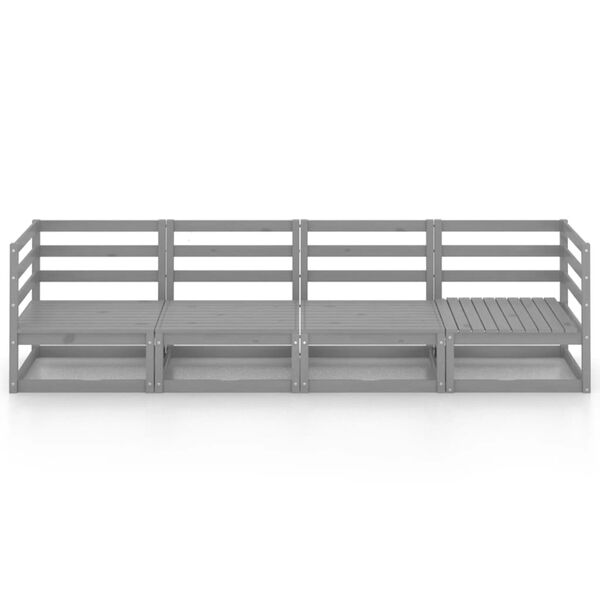 vidaXL Outdoor-Sofa 4-Sitzer Grau Massivholz Kiefer