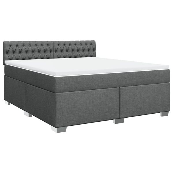 vidaXL Boxspringbett mit Matratze Dunkelgrau 180x200 cm Stoff