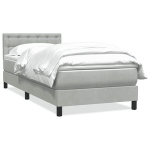 vidaXL Boxspringbett mit Matratze Hellgrau 80x210 cm Samt