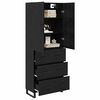 vidaXL Highboard 2 pcs Schwarz Eichen-Optik Engineered Wood und Glas