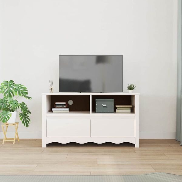 vidaXL TV-Schrank Drammen Wei&szlig; 99 x 43 x 55 cm Massivholz Kiefer