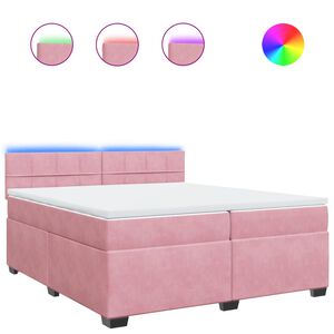 vidaXL Boxspringbett mit Matratze Rosa 200x200 cm Samt