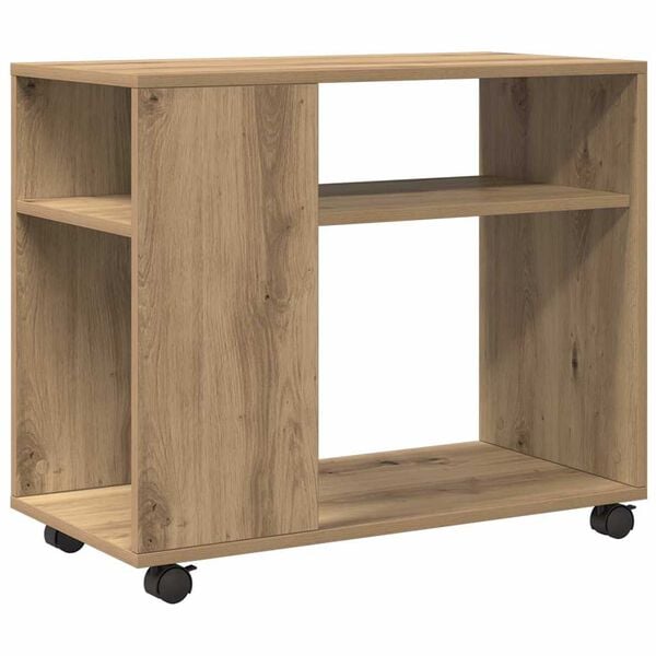 vidaXL Beistelltisch mit Rollen Artisan-Eiche 70x35x60cm Holzwerkstoff