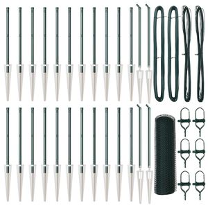 vidaXL Zaunpfosten Gr&uuml;n 50 x 0,8 m (25 mm Netz) Stahl und PVC