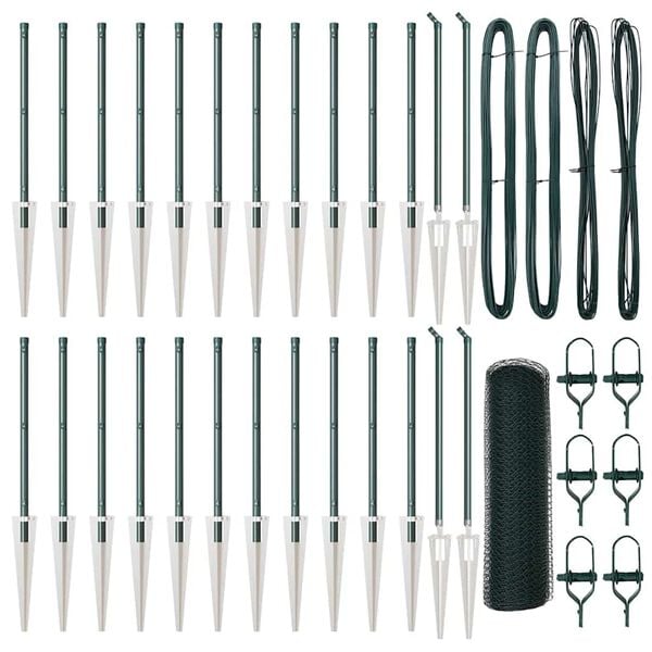 vidaXL Zaunpfosten Gr&uuml;n 50 x 0,8 m (25 mm Netz) Stahl und PVC