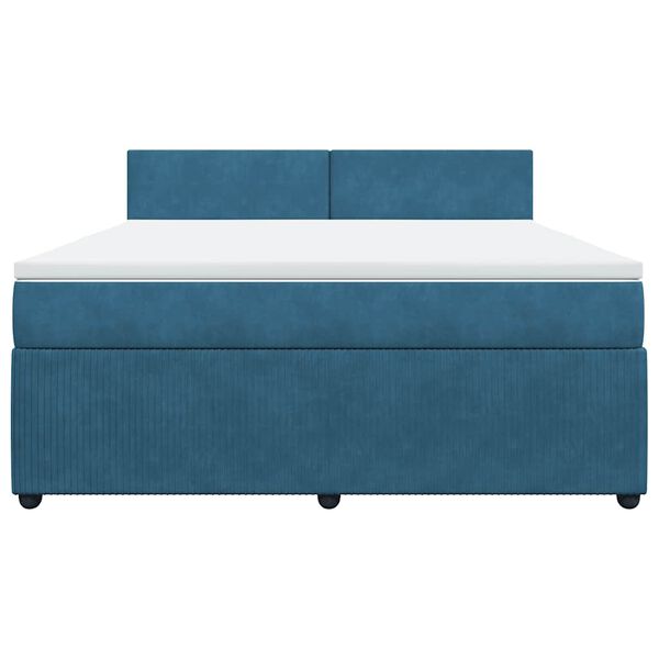 vidaXL Boxspringbett mit Matratze Blau 180x200 cm Samt
