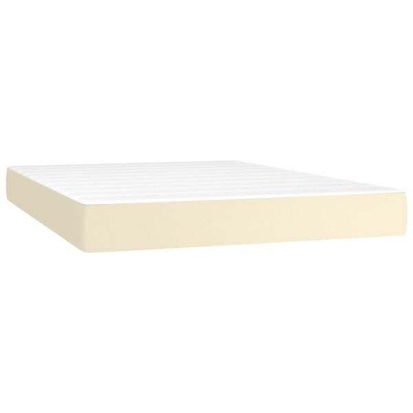 vidaXL Boxspringbett mit Matratze Creme 140x190 cm Kunstleder