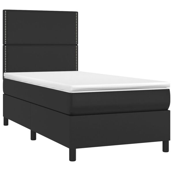 vidaXL Boxspringbett mit Matratze & LED Schwarz 80x200 cm Kunstleder