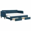 vidaXL Tagesbett Ausziehbar mit Schubladen Blau 90x200 cm Samt