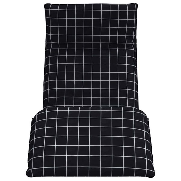 vidaXL Sonnenliege Klappbar Schwarz Karomuster 175x54x8,5 cm