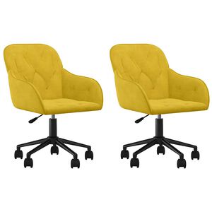 vidaXL Esszimmerst&uuml;hle 2 Stk. Drehbar Gelb Samt