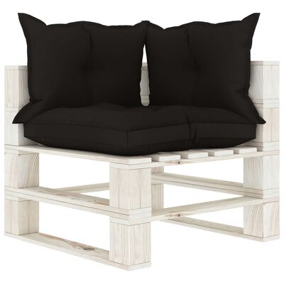 vidaXL Garten-Palettensofa 3-Sitzer mit schwarzen Kissen Holz