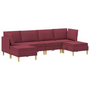 vidaXL Modular Sofa Set mit Stauraum 6 stk. Weinrot Stoff