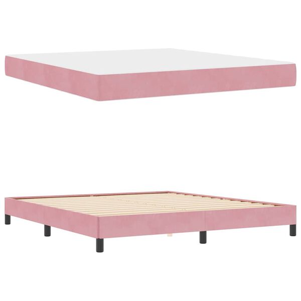 vidaXL Boxspringbett mit Matratze Rosa 180 x 220 cm Stoff