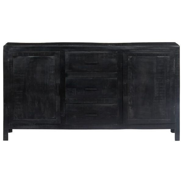 vidaXL Sideboard Schwarz 147x40x80 cm Massivholz Mango