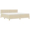 vidaXL Boxspringbett mit Kissen mit Kopfteil Creme 200 x 200 cm Stoff