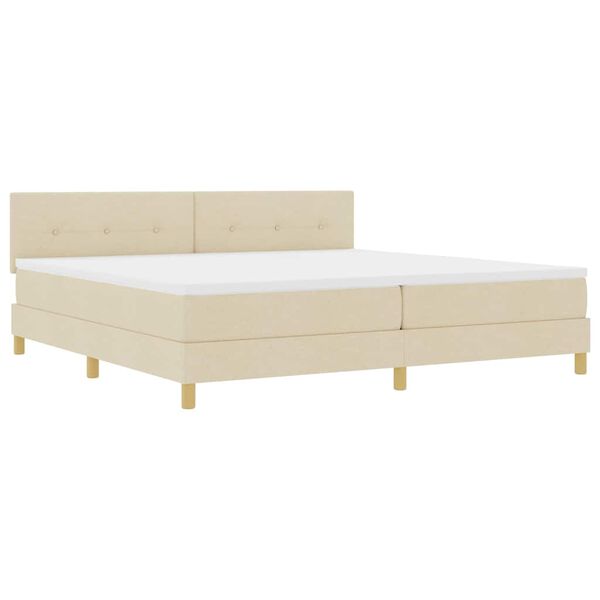 vidaXL Boxspringbett mit Kissen mit Kopfteil Creme 200 x 200 cm Stoff
