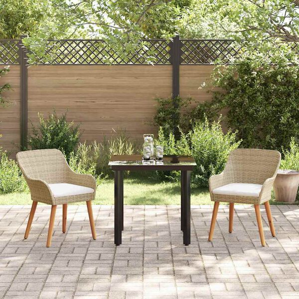 vidaXL Garten Essgruppe mit Kissen 3 pcs Beige Poly-Rattan