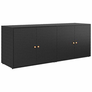 vidaXL Gartenschrank Schwarz 198 x 55,5 x 80 cm Poly Rattan