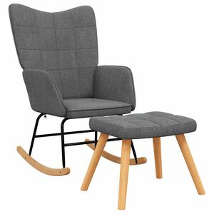 vidaXL Schaukelsessel mit Hocker Dunkelgrau Stoff