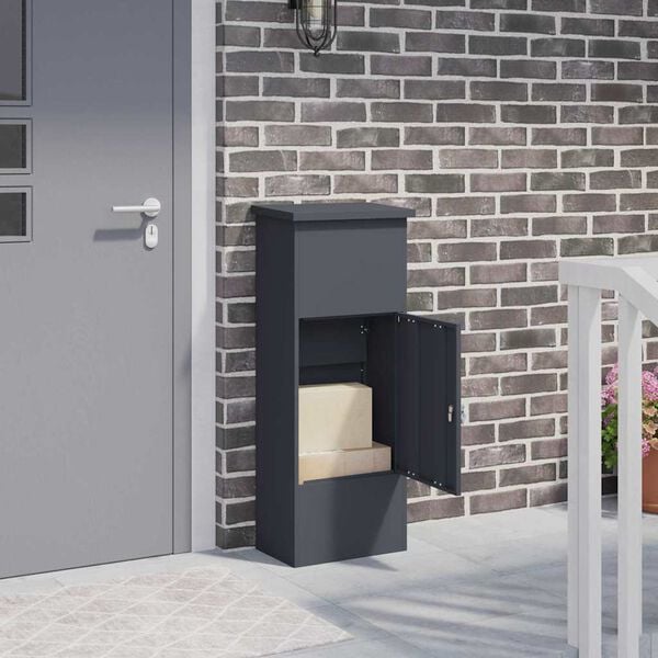 vidaXL Paketdrop-Box mit Speicher Anthrazit 44,5 x 29 x 110,5 cm Stahl
